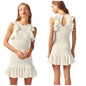 NEW C/MEO COLLECTIVE Expired Ruffle Mini Dress in Ivory Size Small